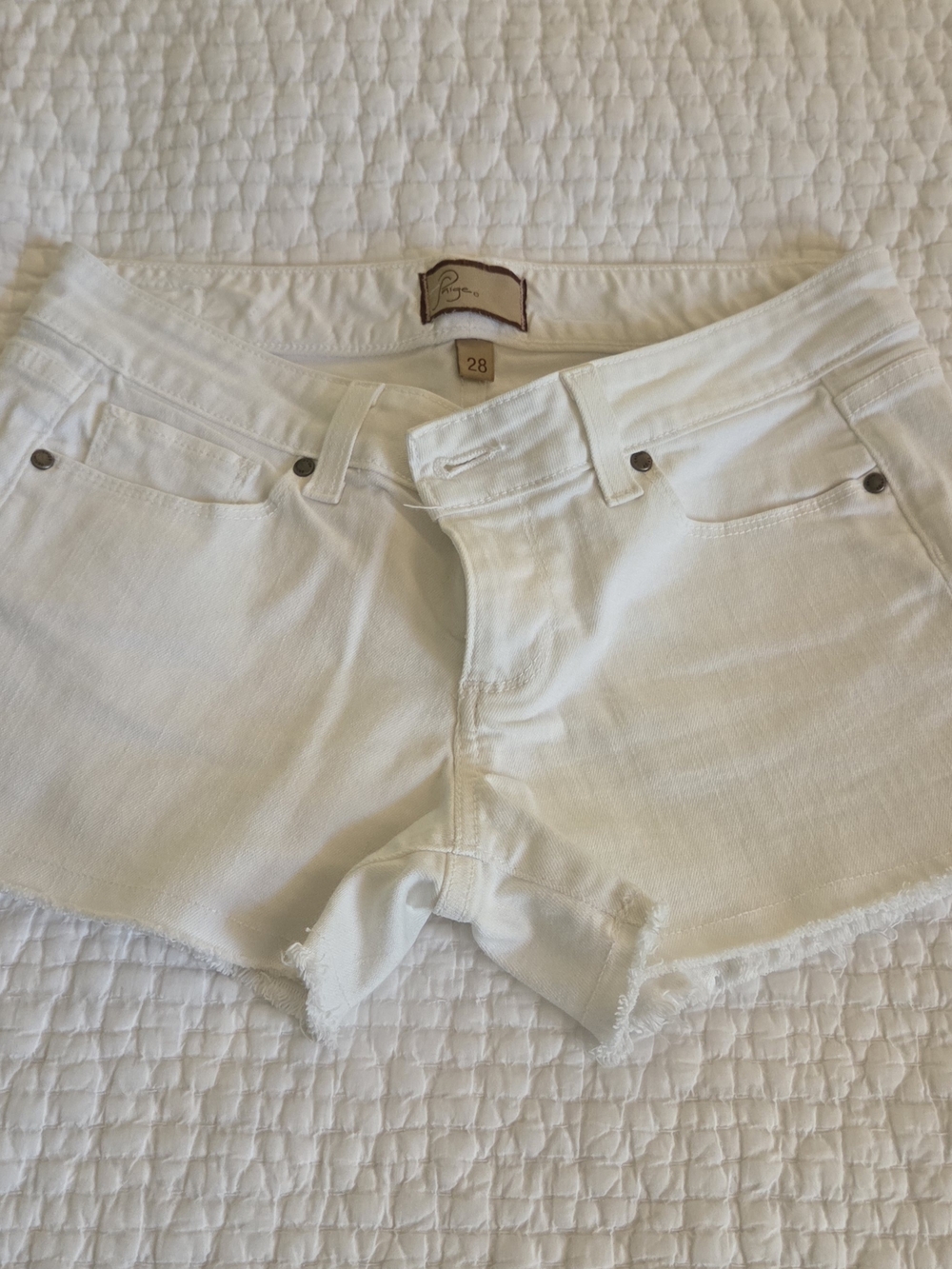 PAIGE White Denim Cutoff Shorts Size 28